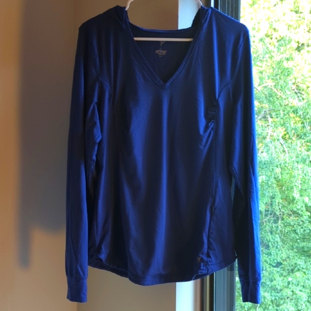 Active USA Women's Navy V-Neck Hoodie